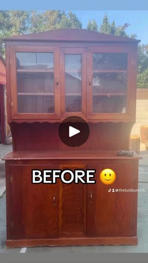 My old neighbor gifted us with this hutch, that we didn’t need. Or so I thought 🤷🏻‍♀️ My hubby & I turned it into this amazing coffee bar, which we both love how it turned out. #coffeebar #coffeebardecor #coffeebarideas #refurbished #refurbishedfurniture #lovecoffee | Rafaela Luis | The Whispers · It's a Love Thing Coffee Bar From Hutch, Hutch Coffee Bar Ideas, Hutch Makeover Coffee Bar, Coffee Hutch Ideas, Diy Coffee Bar Cabinet, Coffee Bar Hutch Ideas, Hutch Coffee Bar, Coffee Hutch, Coffee Bar Hutch