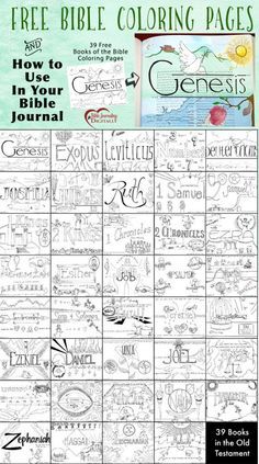 These FREE Books of the Bible coloring pages can be used in 3 different ways and include all the 39 Old Testament books.  Click here for more fr Coloring Bible, Free Bible Coloring Pages, Old Testament Bible, Bible Games, Bible Coloring Pages, Book Letters, Bible Activities, Bible Coloring, Free Bible