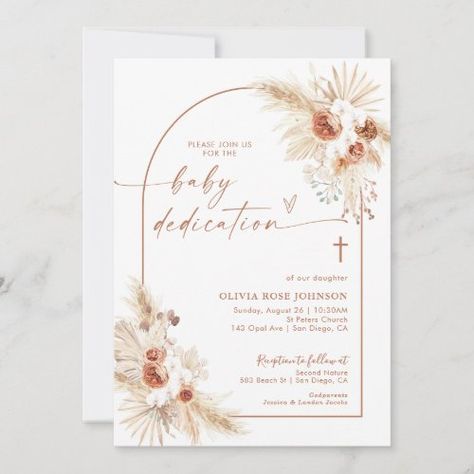 $3.03 | Boho Dedication Invite | Pampas Grass Boho Baptism #pampas grass, pampas grass invite, boho baptism invite, boho christening, blush pink baptism invite, girl baptism invite, first communion invite, baptism invite, dedication invitation, baby dedication Boho Baptism, Baby Dedication Invitation, Dedication Invitations, Baby Christening Gowns, Dedication Ideas, Baptism Invitations Girl, Baptism Decorations, Boho Invitations, Girl Baptism