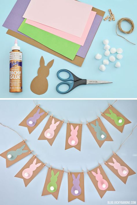 Easter Kindergarten, Bunny Garland, Diy Bunny, Easy Easter Crafts, Easter Decorations Dollar Store, Easter Projects, Easter Decorations Vintage, Easter Decorations Kids, Easter Decorations Christian