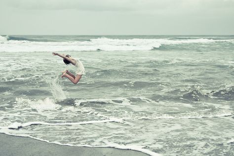 Love the water coming up by her feet. #jump Attitude Adjustment, Free Bird, You're Amazing, Hang Ten, Visual Inspiration, Live Free, Shutter Speed, Writing Inspiration, Free Spirit