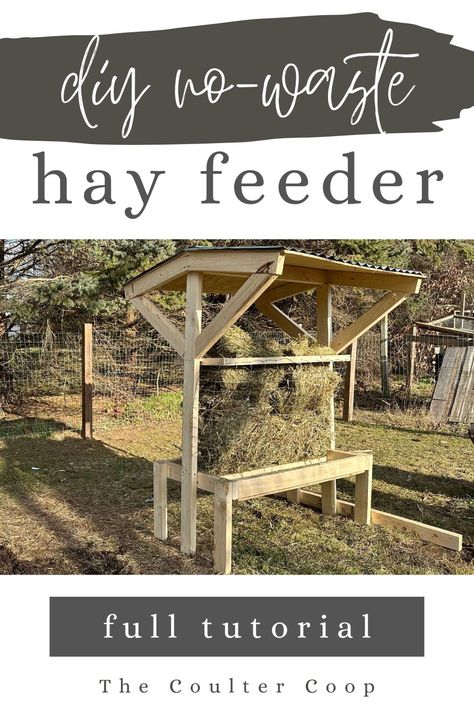 Hay Feeder With Roof, Easy Diy Goat Hay Feeder, Diy Cow Hay Feeder, Diy Goat Hay Feeder With Roof, Diy Hay Feeder For Cows, Cow Hay Feeder, Goat Hay Feeders Diy, Goat Proof Chicken Feeder, Goat Feeders Ideas Hay