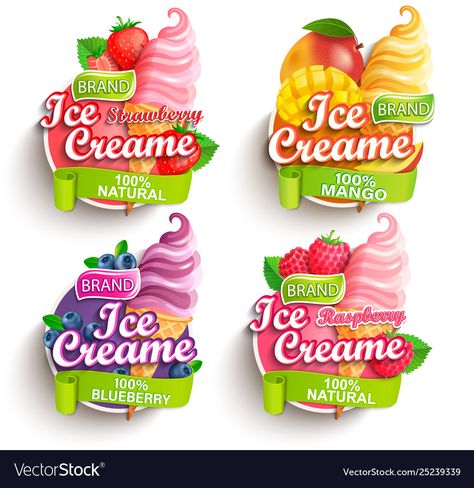 Ice Cream Logos, Dangler Design, Brand Template, Fruit Logo Design, Halloween Party Banner, Ice Cream Logo, Ice Cream Photography, Labor Day Holiday, Raspberry Ice Cream