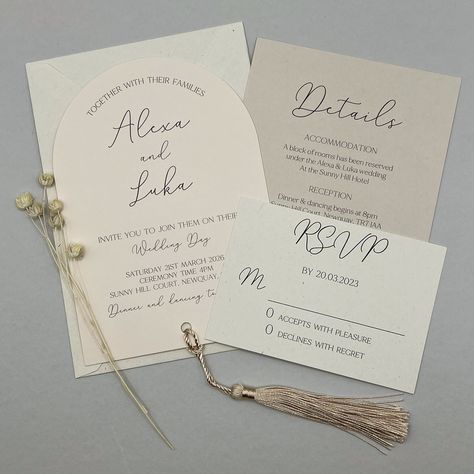 Neutral Wedding Invitation Set,Tassel Wedding Invite Bundle, Wedding Invitation and Envelope, QR Code Reception Invite, Drinks Wedding, Minimal Stationery, Evening Reception, Reception Invitation, Wedding Reception Invitations, Reception Invitations, Wedding Info, Neutral Boho