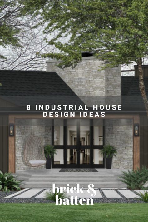 Industrial Type House, Industrial Style Exterior, Industrial Architecture House, Modern Industrial House Design Exterior, Modern Industrial Exterior, Modern Minimalist House Exterior, Industrial Farmhouse Exterior, Industrial Home Design Exterior, Modern Industrial House Exterior