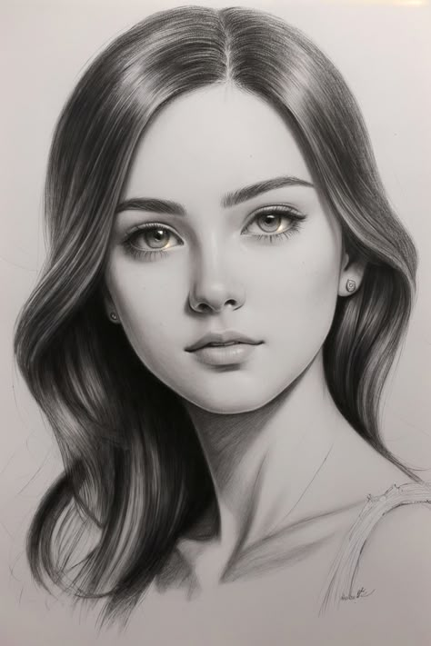 Easy Realistic Drawings, Beautiful Pencil Sketches, Drawing Body Proportions, Mini Portrait, Portrait Au Crayon, Girl Hair Drawing, Black Portrait, Pencil Drawings Of Girls, Girl Face Drawing