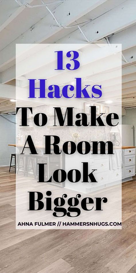 How To Make Small Rooms Look Bigger [13 Hacks!] - Hammers N Hugs How To Make Small House Look Bigger, How To Paint A Room To Look Bigger, How To Make A Room Look Bigger, Modern Rustic Kitchen Decor, Make Small Rooms Look Bigger, French Country House Decor, Kitchen French Country, Modern Rustic Kitchen, Laundry Room Decorating