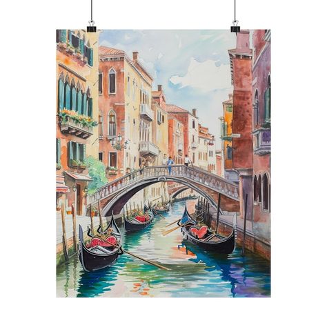 Venice Art Print Watercolor Painting Italy Wall Art Italian Cityscape Travel Poster Bedroom Wall Art Italian Cityscape, Italian Artwork, Poster Bedroom Wall, Venice Art, Mediterranean Art, Venice Painting, Poster Bedroom, Italy Wall Art, Bedroom Posters