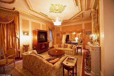 Fit for a (former) king! Plaza Hotel's iconic Astor Suite that has housed the likes of JFK, John Jacob Astor, and Edward VIII and Wallis Simpson, is back on the market for a LOSS at $20million John Jacob Astor, The Plaza Hotel, Wallis Simpson, Chateau Style, Edward Viii, Castles In England, Burj Al Arab, Hotel Suite, Leather Wall