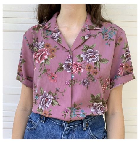 Beautiful plum purple vintage floral button up shirt... - Depop #button #up #shirt #womens #buttonupshirtwomens How To Style Vintage Shirts, Indie Aesthetic Art, Linen Button Down Shirt Women, Floral Shirt Outfit, Button Up Shirt Outfit, Orange And Blue Flowers, Smart Casual Women Outfits, Floral Button Up Shirt, Outfits Simple