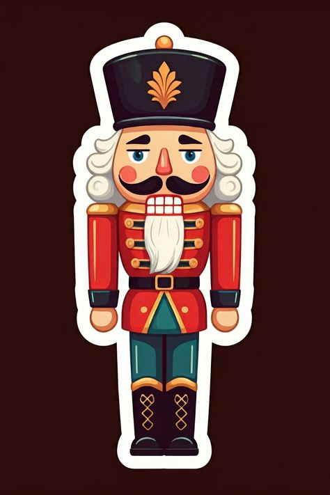 "Elegant and classic Nutcracker, a symbol of Christmas tradition! This sticker is great for decorating gifts, notebooks or as a decoration for Christmas cards. Who among you associates Christmas with this characteristic hero? #Nutcracker #ChristmasSticker #ChristmasDecorations Traditional Nutcracker Christmas, Cute Nutcracker Drawings, Nut Cracker Illustration, Simple Nutcracker Drawing, Nutcracker Cards Christmas, Nutcracker Faces, Nutcracker Cards, Nutcracker Drawing, Nutcracker Illustration