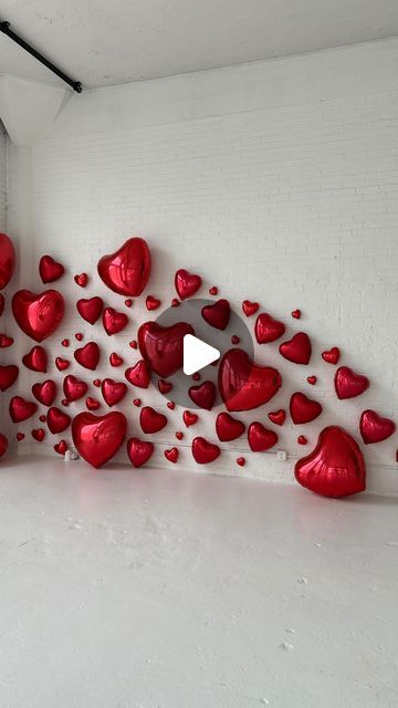 Aubrey Jacknow | Chicago Area Event Specialist on Instagram: "♥️ BE MINE ♥️ Another fun heart wall for your viewing pleasure! Please make sure to use non-damaging adhesives if you ever try one of these. I have tested about 15 different methods of hanging the individual hearts on all sorts of walls and each kind of wall needs a different method to hold the hearts, especially those big ones! Venue @thestudiochicago" Hanging Balloons, Event Specialist, Balloon Ideas, Balloon Wall, Heart Balloons, Heart Wall, Be Mine, Bachelorette Party, Make Sure