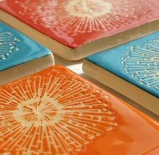 How to make your own decorative ceramic tiles...I could do this...fun summer project perhaps Make Your Own Tiles Diy, Making Your Own Tiles, Decorating Ceramics, How To Make Tiles, Diy Tiles, Pottery Process, Stamped Clay, Ceramic Tile Crafts, How To Make Ceramic