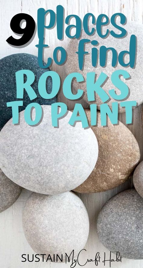 Rock painting is a fun and relaxing craft for all ages. If you're not sure where to find stones we have nine of the best places to find rocks to paint. From your own yard, parks, dollar stores, online stores and more, you'll be able to source rocks for any painting project. Paint Rocks For Garden, Painted Rocks With Words, Memorial Stones Diy Painted Rocks, Creative Rock Painting Ideas, Rock Paintings Easy, Rocks Painted Ideas, Decoupage Rocks, Diy Rock Painting Tutorials, Rock Crafts For Kids