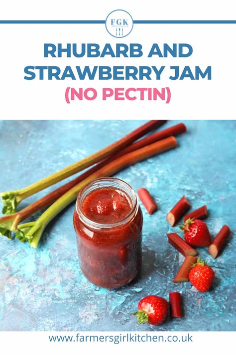 Rhubarb and Strawberry Jam (no pectin recipe) Rhubarb Jam Recipes Canning, Strawberry Jam No Pectin, Rhubarb Freezer Jam, Nectarine Recipes, Pectin Recipes, Rhubarb Jam Recipes, Rhubarb Syrup, Strawberry Rhubarb Jam, Sugar Free Jam