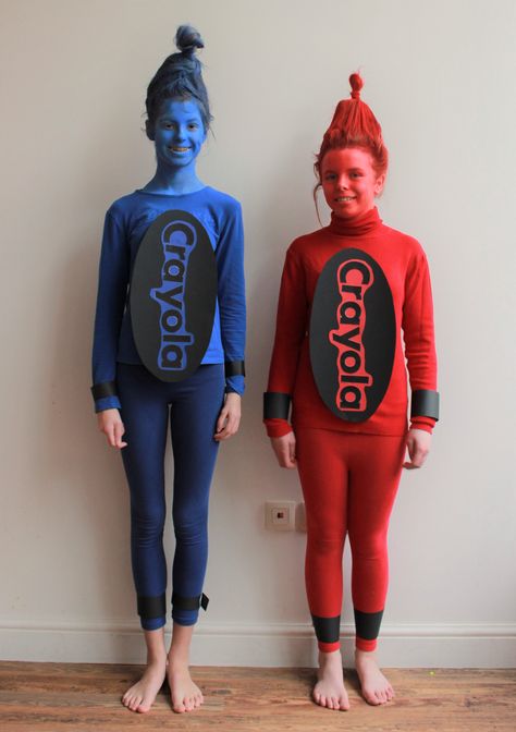 Crayon Costume #DIY #costume #carnival Cereal Character Costumes, Crayon Costume Diy, Crayon Outfit, Easy Carnival Costume, Crayon Halloween Costume, Crayon Dress, Bts Party, Crayon Costume, World Book Day Ideas