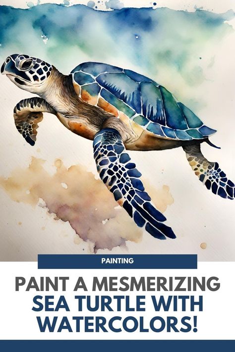 Ready to embark on an artistic adventure? Let's dive into the world of watercolor painting with a stunning sea turtle as our muse! In this engaging tutorial by Let's Make Art, you'll discover the joy of creating your very own sea turtle masterpiece step by step. No prior experience required—just grab your watercolors, paper, brush, and let's get started! Our friendly guide will walk you through each stroke, offering expert tips and techniques along the way to ensure your painting shines... Sea Turtle Watercolor Painting Tutorial, Pictures Of Sea Turtles, Sea Turtle Art Painting, Sea Turtles Art, Watercolour Turtle, Turtle Watercolor Painting, Watercolor Turtles, Sea Life Drawings, Watercolor Sea Animals