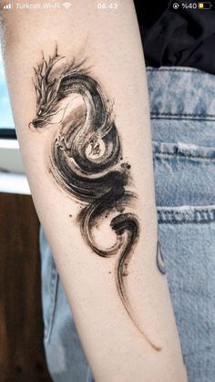 Smokey Dragon Tattoo, Dragon Hand Tattoo, 42 Tattoo, Dragon Tattoos For Men, Brush Tattoo, Dragon Tattoo Art, M Tattoos, Dragon Tattoo For Women, Hip Tattoos Women