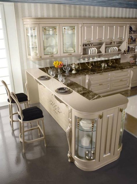 Royal Kitchen, Aesthetic Interior Design, Elegant Kitchen Design, Desain Pantry, Kitchens Luxury, Dream Kitchens Design, Modern Kitchen Design Open Concept, Classic Kitchen, Elegant Kitchens