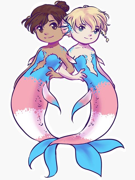 "Trans Pride Mermaids" Sticker by AlexKir | Redbubble Trans Pride Flag, Mermaid Sticker, Trans Pride, Original Character, Pride Flag, Pride Flags, Glossier Stickers, Transparent Stickers, Mermaid