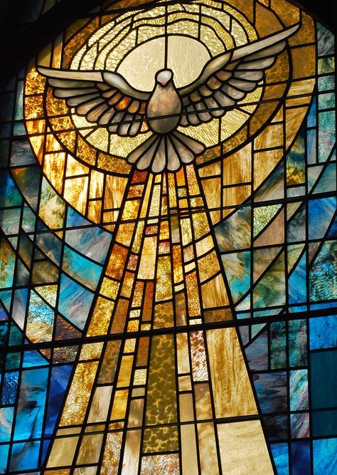 Stained Glass Panels Church, Holy Spirit Art, Doves Flying, Stained Glass Tattoo, Peace Symbols, Stained Glass Windows Church, St Stephen, Stained Glass Church, زجاج ملون