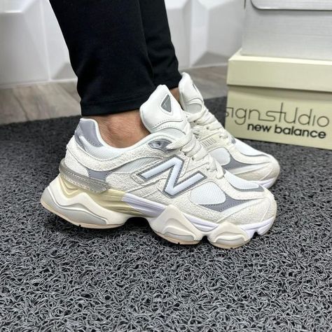 New Balance 9060 Rain Cloud, Female Sneakers, Sneaker New Balance, Pretty Sneakers, New Balance 9060, Trendy Shoes Sneakers, Pretty Shoes Sneakers, Fashion Shoes Heels, Shoes Heels Classy