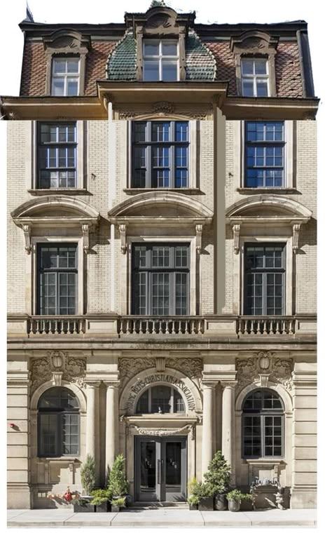 Victorian Hotel Exterior, Victorian Apartment Exterior, Berlin Townhouse, 30s Architecture, Library Exterior Design, Brownstone Architecture, Vintage Apartment Building, Architecture Dream Job, Vintage Townhouse