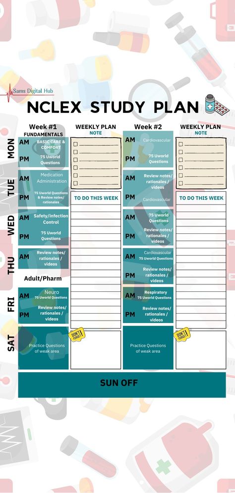 8 week plan includes weekly columns to write down your plans and important points. It also includes 3 Customize pages to write down your practice things on daily basis. Saunders Nclex Study Plan, Nclex Study Plan Calendar, Nclex Pn Study Guide, Nclex Study Schedule, Nursing Hacks, Study Calendar, Nclex Study Plan, Nclex Study Guide, Nclex Pn