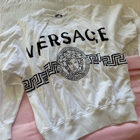 Versace, Brand New, Never Been Worn, Tag Still On Item, Perfect Condition, No Stains Or Marks Versace Hoodie, Versace Sweater, Tweed Cardigan, Versace Sweatshirt, Oversized Streetwear, Versace Brand, Ruffle Sweater, Luxury Clothes, Cropped Cardigan Sweater