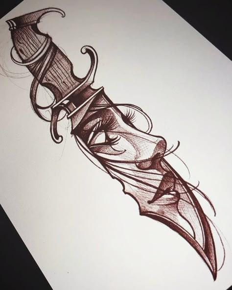 Knife Tattoo, Awesome Tattoo, Geniale Tattoos, Dagger Tattoo, Tattoo Desings, Dark Art Tattoo, Tattoo Style Drawings, Tattoo Art Drawings, Art Tattoos