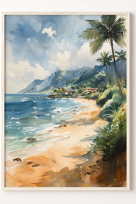 Watercolor painting of Lahaina Maui's Banyan tree, vibrant and serene Hawaii Poster, Hawaiian Artists, Lahaina Maui, Tropical Watercolor, Tree Watercolor, Banyan Tree, Watercolor Prints, Watercolor Trees, Easy Watercolor