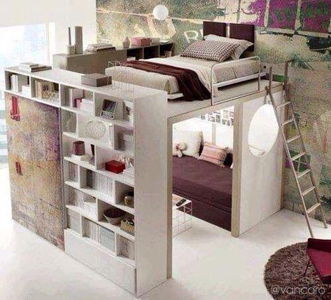 Mezzanine Design, A Loft Bed, Modern Bunk Beds, Bunk Beds With Stairs, Bunk Bed Designs, Bedroom Decor For Teen Girls, Kids Bunk Beds, Trendy Bedroom