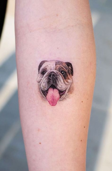 English Bulldog Tattoo Ideas, Winnie Tattoo, English Bulldog Tattoo, Small Spiritual Tattoos, Memorial Tattoo Quotes, Tato Minimal, Hippie Tattoo, Bulldog Tattoo, Dog Line Art