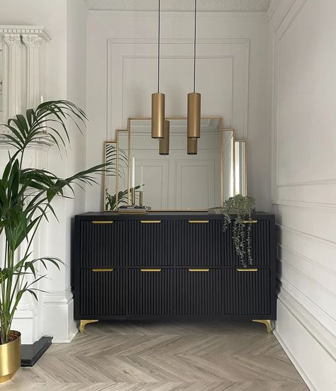 This IKEA hack turns a KALLAX unit into a luxe sideboard | Livingetc Kallax Upgrade, Living Room Alcove, Entryway Sideboard, Diy Kallax, Kallax Unit, Ikea Island, Billy Ikea, Ikea Makeover, Kallax Hack