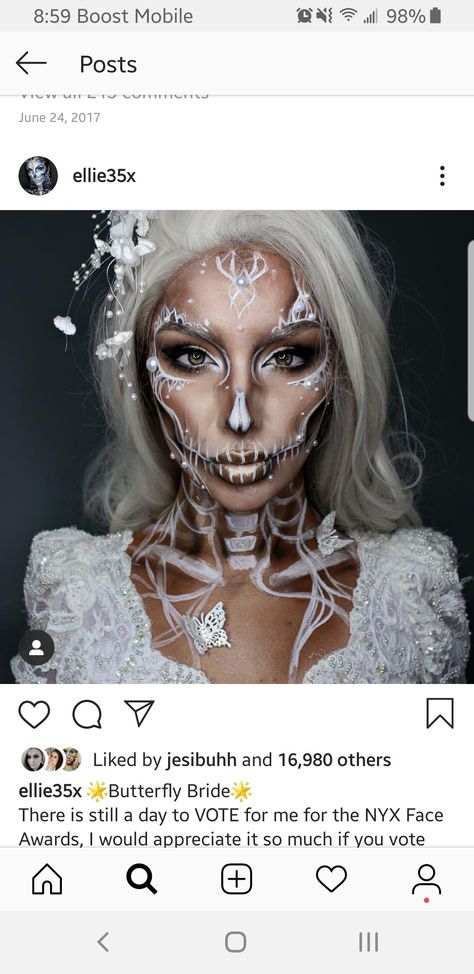 Skeleton bride makeup Zombie Bride Makeup, Halloween Makeup Ideas For Women, Skeleton Bride, Zombie Bride, White Zombie, Halloween Makeup Ideas, Amazing Halloween Makeup, Brown Copper, Body Makeup