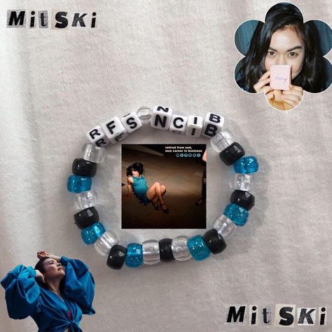 Mitski Bracelet Ideas, Ghost Band Bracelet Ideas, Music Inspired Bracelets, Song Inspired Bracelets, Ashnikko Bracelet, Mitski Bracelet, Pierce The Veil Kandi Bracelets, Music Bracelet, Pulseras Kandi