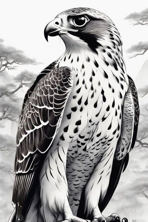 Falcon Tattoo Design, Falcon Sketch, Falcon Painting, Bird Of Prey Tattoo, Falcon Drawing, Falcon Tattoo, Falcon Art, Animal Tattoo Ideas, Eagle Drawing