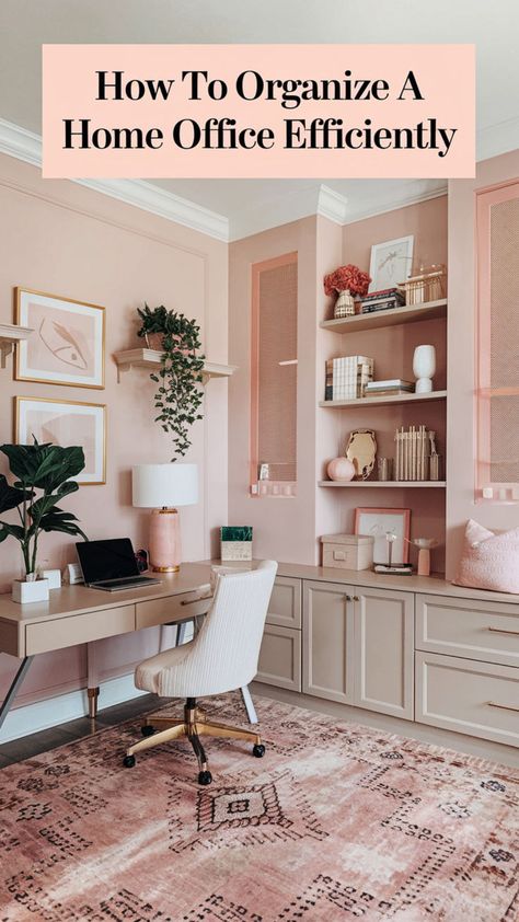 Design an efficient workspace with classy home office touches and cozy room decor 🌿. Choose elegant office design elements like modern shelving and streamlined furniture to avoid clutter 💼. Add personal touches like stylish lighting and a tv wall design to create a comfortable and functional vibe 🖋️. With office room decor that blends practicality and aesthetics 💻 #classyhomeoffice #luxuryofficeroom #homeofficeinspo #cozyroomdecor #elegantofficedesign #homeofficesetup #officespaceworkspaces Blush Office Walls, Office Makeover Business, Elegant Office Design, Pink Office Aesthetic, Office Space In Living Room, Classy Home Office, Office Makeover Diy, Efficient Home Office, Feminine Office Space