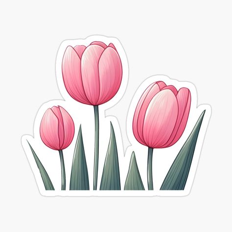 Get my art printed on awesome products. Support me at Redbubble #RBandME: https://www.redbubble.com/i/sticker/Pink-Tulips-by-WanderlustCoCo/163854642.EJUG5?asc=u Tulips Stickers, Tulips Watercolor, Watercolor Tulips, Easter Clipart, Purple Tulips, Tulip Design, Floral Stickers, Sticker Cute, Pink Tulips