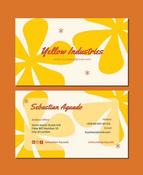 Yellow Industries Business Card Template PSD Yellow Business Card Design, Yellow Business Card, Business Card Template Psd, Member Card, London City, Business Card Template, Print Templates, Card Templates, Business Card Design