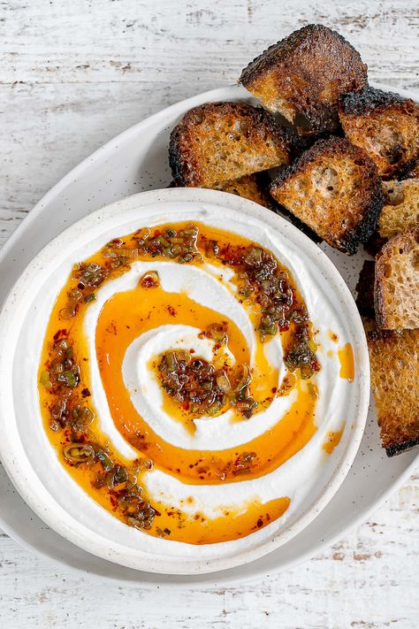 Whipped Feta with Hot Honey Feta And Honey, Pita Crackers, Scallion Oil, Whipped Feta Dip, Caramelised Onion Tart, Salad Appetizer Cups, Guacamole Salsa, Feta Dip, Aleppo Pepper