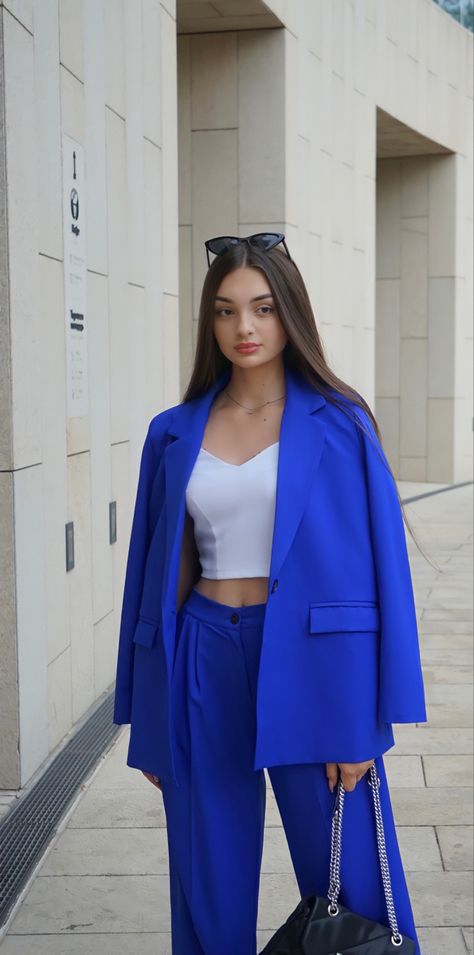 White And Royal Blue Outfit, Royal Blue And White Outfit, Cobalt Blue Outfit, Royal Blue Satin Dress, Royal Blue Coat, Royal Blue Outfits, Blue And White Outfits, Blue Coats, Birthday Dress