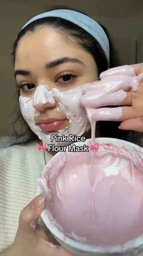 Not mine Rice Flour Mask, Pink Rice, Natural Face Skin Care, Diy Skin Care Routine, Face Skin Care Routine, Perfect Skin Care Routine, Grooming Tips, Skin Care Recipes, Natural Face