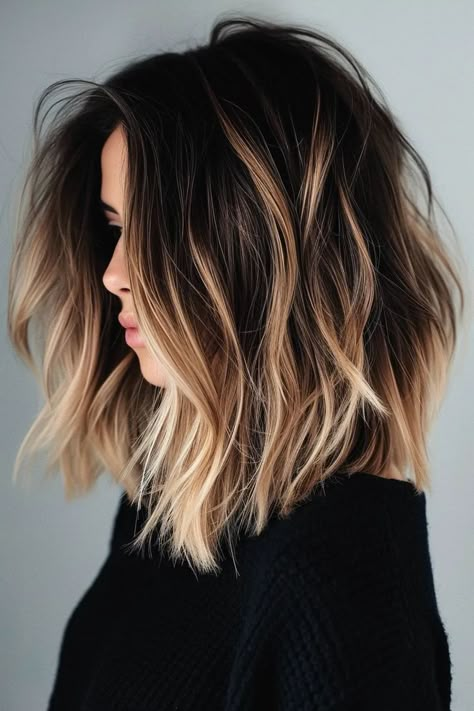 #hairstyleinspo #hairgoals #hairtrends #hairstyleideas #hairinspiration #hairtutorial #hairtransformation #hairlove #hairstyleoftheday #hairfashion Long Bob Ombre, Bob Ombre, 2024 Hair Trends, Rambut Brunette, Short Ombre Hair, Shoulder Length Bob, Brunette Balayage Hair, Brown Hair Balayage, Hair Affair