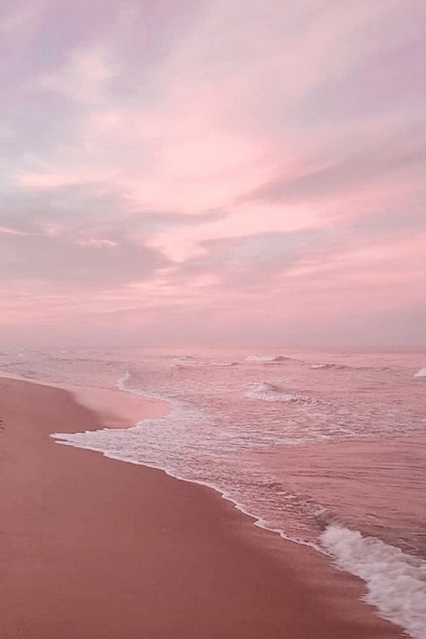 Pastel Pink Asthetics Photos, Pink Sand Aesthetic, Light Pink Sky Aesthetic, Pink Sea Aesthetic, Pink Beach Aesthetic, Blush Pink Aesthetic, Seashells Photography, Pink Waves, Beach Paintings