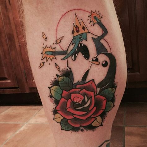 Ice King Tattoo, Gunther Adventure Time, Ice King Adventure Time, Adventure Time Tattoo, King Tattoo, Penguin Tattoo, King Tattoos, Ice King, English Tattoo