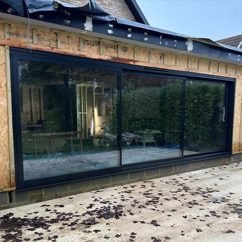 Thank you to @blackhousereno for sharing the pictures of their new installed sliding doors which we fitted at the very end of 2023. We can't wait to see this project when it's finished!⁠ ⁠ Not only do the super slim @sunflexuk sliding doors give the best views into the garden, their unique system allows the doors to stack flush...just one of the reasons that they are so popular with our clients.⁠ ⁠ Head over to our website to find out more. Sliding Doors Exterior, Slider Door, Modern Sliding Doors, Sliding Door Handles, Room Window, Sliding Patio Doors, House Architecture, Window Room, Ral Colours