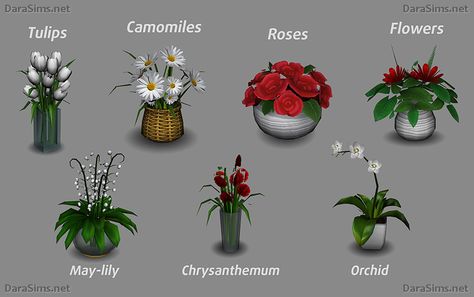 flower set sims 4 by darasims Cottage Core Flowers, Chinese Plants, Sims 4 Stories, Play Sims, Sims 4 Mm, Sims 4 Cc Furniture, Flowers Bouquet Gift, Los Sims 4, Sims 4 Game