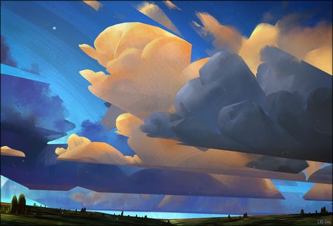 ArtStation - Clouds study, Liam Smyth The Sky, Trees, Google Search, Art