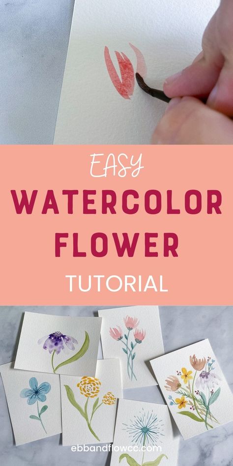 Watercolor Flowers For Beginners, Simple Art Tutorials, Easy Art Tutorials, Sketchbook Easy, Paint With Gouache, Art Easy Ideas, Art Ideas Sketches, Art Tutorials For Beginners, Water Colour Cards